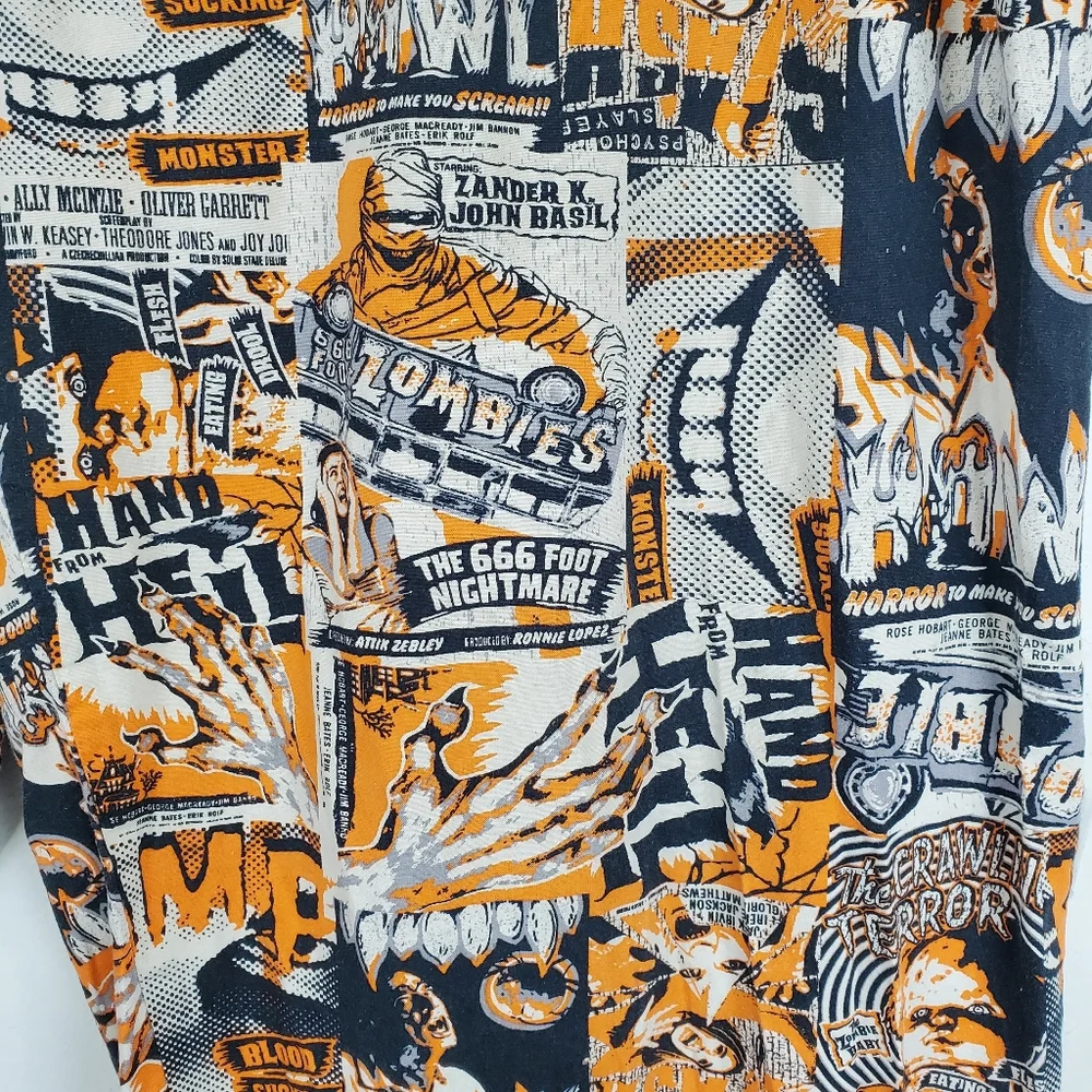 Vintage Zombie Horror Movie Night Pajamas PJ Bottoms Pants Medium Unisex Cotton - Picture 3 of 9